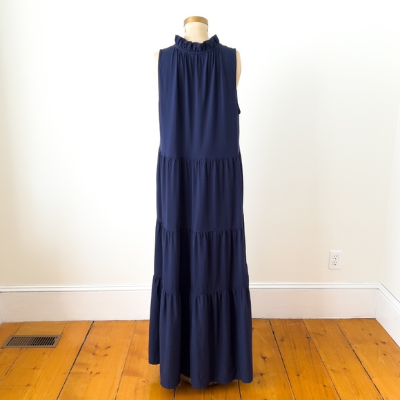 Lilly Pulitzer Navy Blue Malone Tiered Cotton Maxi Dress Boho Beach XXL - Picture 3 of 9
